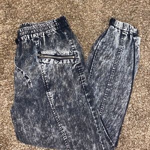 Acid wash black and grey pants
